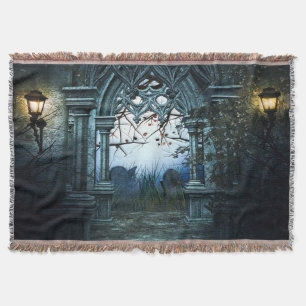 Dark Graveyard Background Throw Blanket