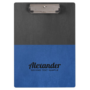 Dark-gray and blue faux leather clipboard