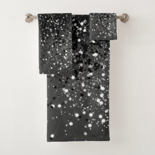 Dark Gray Black Lady Glitter #1 #shiny #decor Bath Towel Set