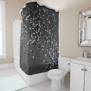 Dark Gray Black Lady Glitter #1 #shiny #decor Shower Curtain