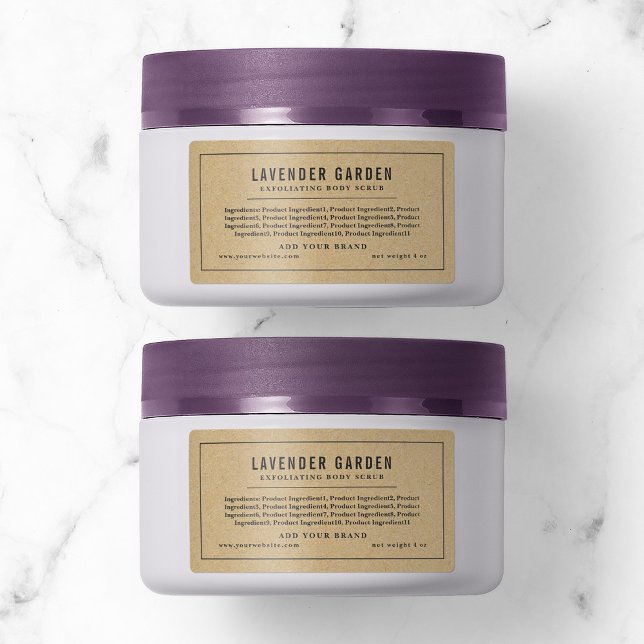 Dark Gray Border and Line Ingredients List Kraft Label (Creator Uploaded)