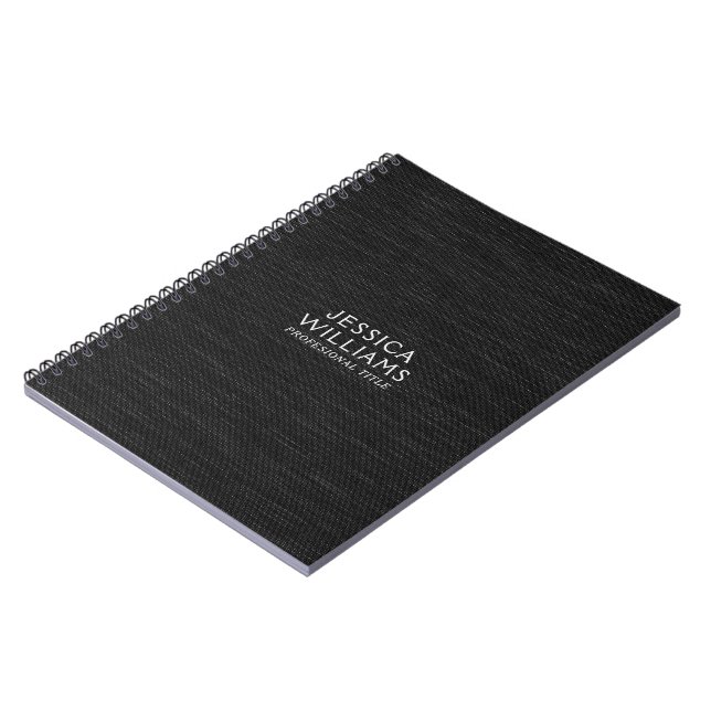 Dark Gray Fabric Texture Light Gray Typography Notebook (Left Side)