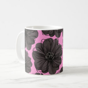 Dark Gray Flowers Coffee Mug