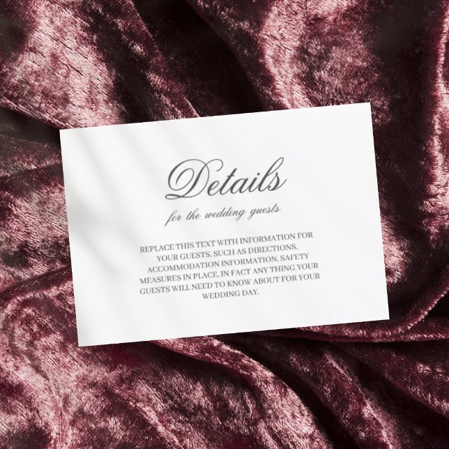 Dark gray minimalist chic font wedding  enclosure card (Creator Uploaded)