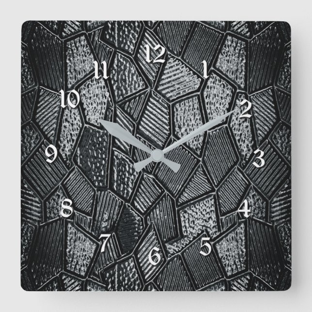 Dark Gray Mosaic Glass Square Wall Clock (Front)
