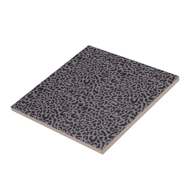 Dark Gray with Muted Charcoal Spots Leopard Ceramic Tile (Side)