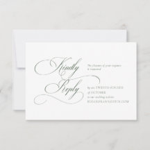 Dark Green "A" Monogram Wedding RSVP Card