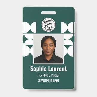 Dark Green Abstract Shapes Business Staff Pass ID Badge