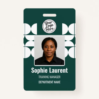 Dark Green Abstract Shapes Business Staff Pass ID ID Badge