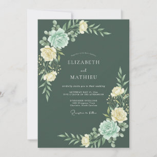 Dark Green Alluring Forest Wedding Invitation