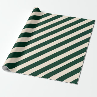 Dark Green and Antique White Stripes Wrapping Paper