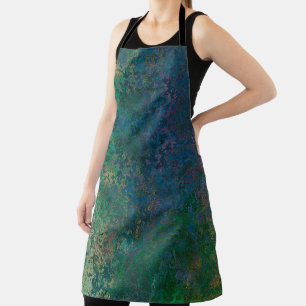 Dark Green and Blue Alcohol Ink Abstract Apron