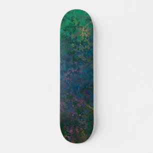 Dark Green and Blue Alcohol Ink Abstract Skateboard