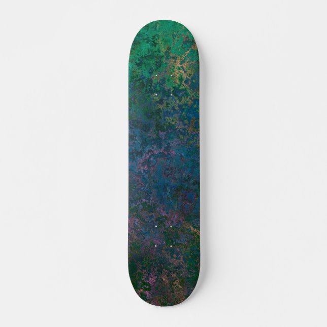 Dark Green and Blue Alcohol Ink Abstract Skateboard (Front)