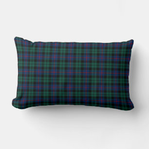 Dark Green and Blue Morrison Clan Scottish Plaid Lumbar Cushion