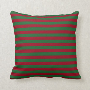 Dark Green and Burgundy Stripes Cushion