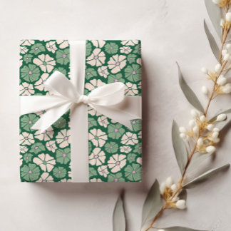 Dark Green and Cream white Birthday Wrapping Paper