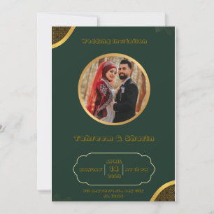 Dark Green and Gold Indian Wedding Invitation