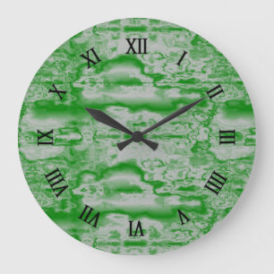 Dark green and gray marble large clock