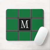 Dark Green and Grey Custom Single Initial Striped Mouse Pad (With Mouse)