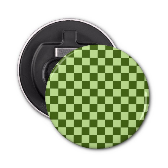 Dark Green and Light Green Checkers   Bottle Opener (Front)