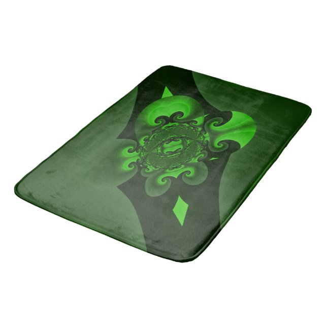 Dark Green And Lime Spiral Wave Bath Mat (Angled)