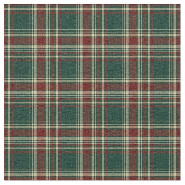 Dark Green and Maroon Christmas Plaid Pattern Fabric (Close Up)