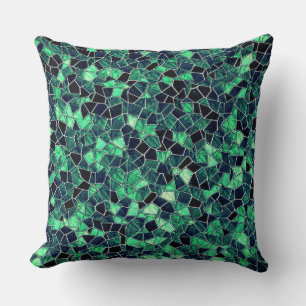 Dark green and mint mosaic, option line splitting cushion