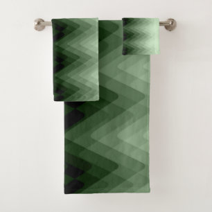Dark green and mint zigzag. throw pillow bath towel set