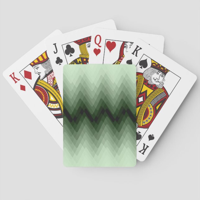 Dark green and mint zigzag. throw pillow playing cards (Back)