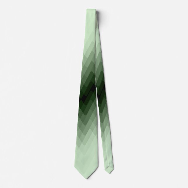 Dark green and mint zigzag. throw pillow tie (Front)