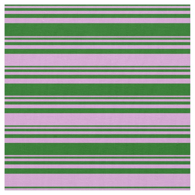 Dark Green and Plum Coloured Lines Pattern Fabric (Close Up)