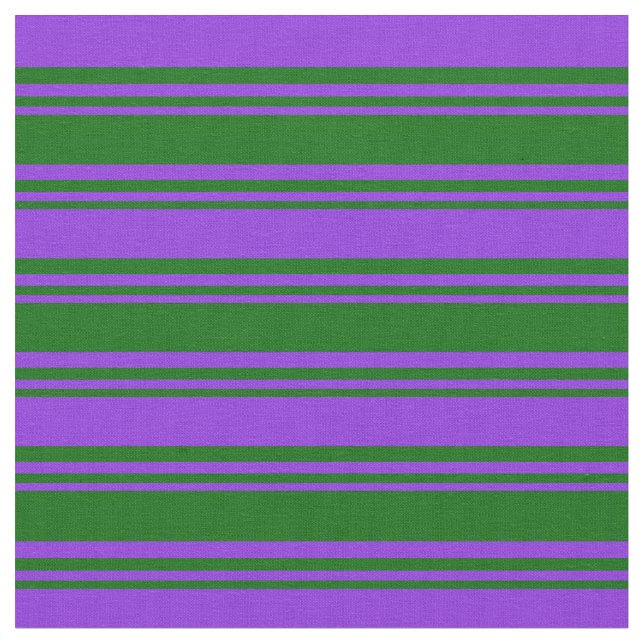 Dark Green and Purple Coloured Stripes Fabric (Close Up)