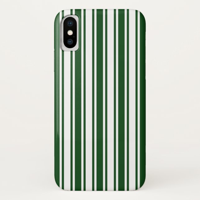 Dark green and white candy stripes Case-Mate iPhone case (Back)