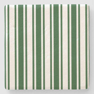 Dark green and white candy stripes stone coaster