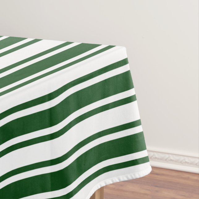 Dark green and white candy stripes tablecloth (In Situ)