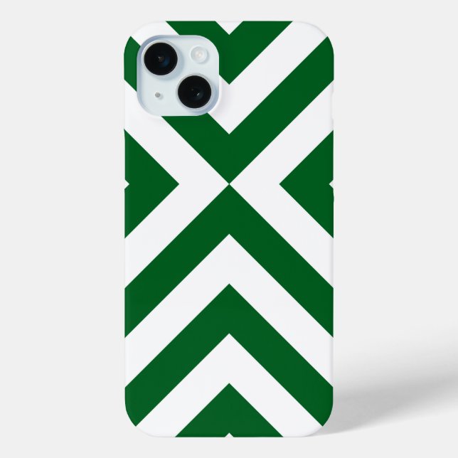 Dark Green and White Chevrons Case-Mate iPhone Case (Back)