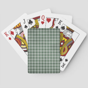 Dark Green and White Plaid Playing Cards