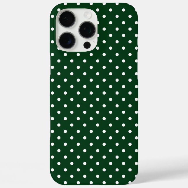 Dark Green and White Polka Dot Pattern Case-Mate iPhone Case (Back)