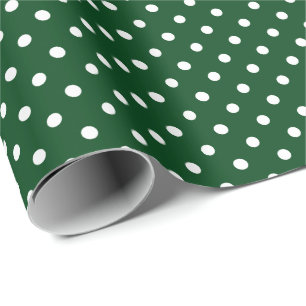 Dark Green and White Polka Dot Pattern  Wrapping Paper