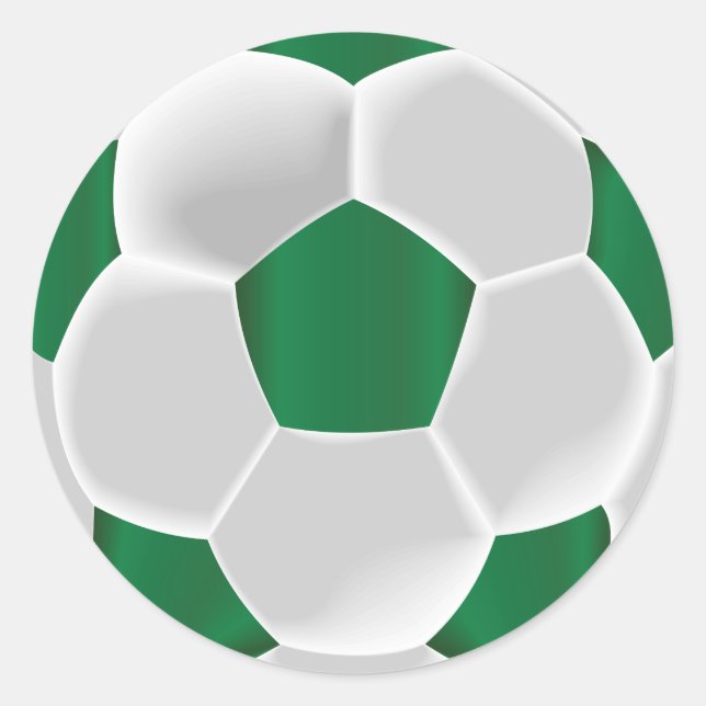 Dark Green and White Soccer Ball Classic Round Sticker (Front)