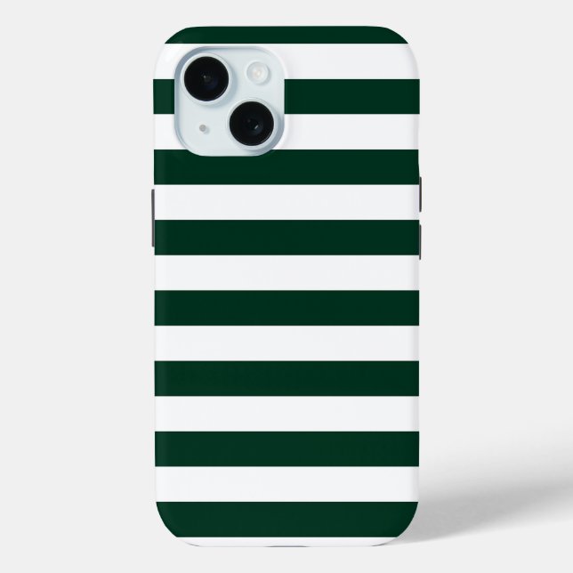 Dark Green and White Stripes Case-Mate iPhone Case (Back)