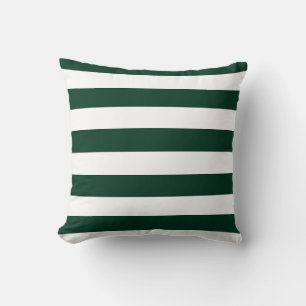 Dark Green and White Stripes Cushion