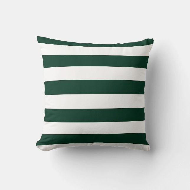 Dark Green and White Stripes Cushion (Front)