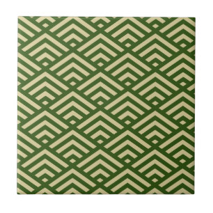 Dark Green Art Deco - Large Diamond Pattern Ceramic Tile