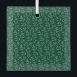 Dark Green Background with Teal Botanical Leaves Glass Tree Decoration<br><div class="desc">Seamless pattern of teal botanical leaves on a dark green background. The repeating leaf motifs create a harmonious,  nature-inspired design.</div>