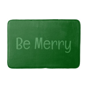 Dark Green "Be Merry" Bath Mat with Optional Text