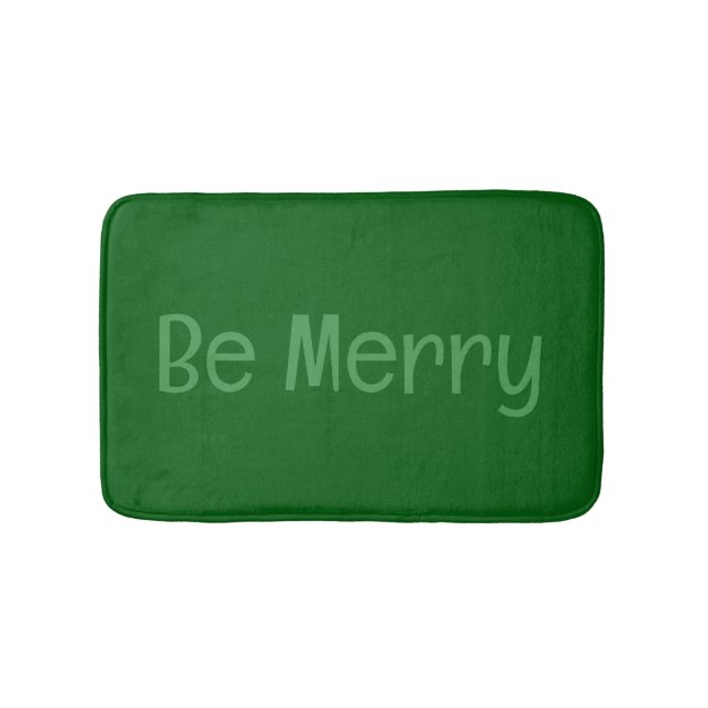 Dark Green "Be Merry" Bath Mat with Optional Text (Front)
