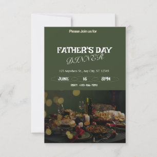 Dark Green & Beige Chic Father's Day Dinner Invitation