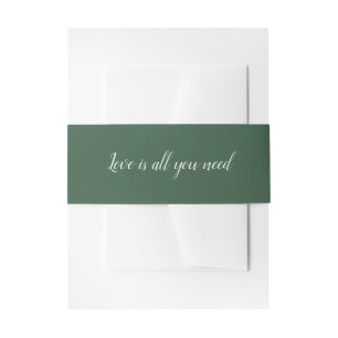 Dark Green Belly Bands Matches Eucalyptus Envy Invitation Belly Band